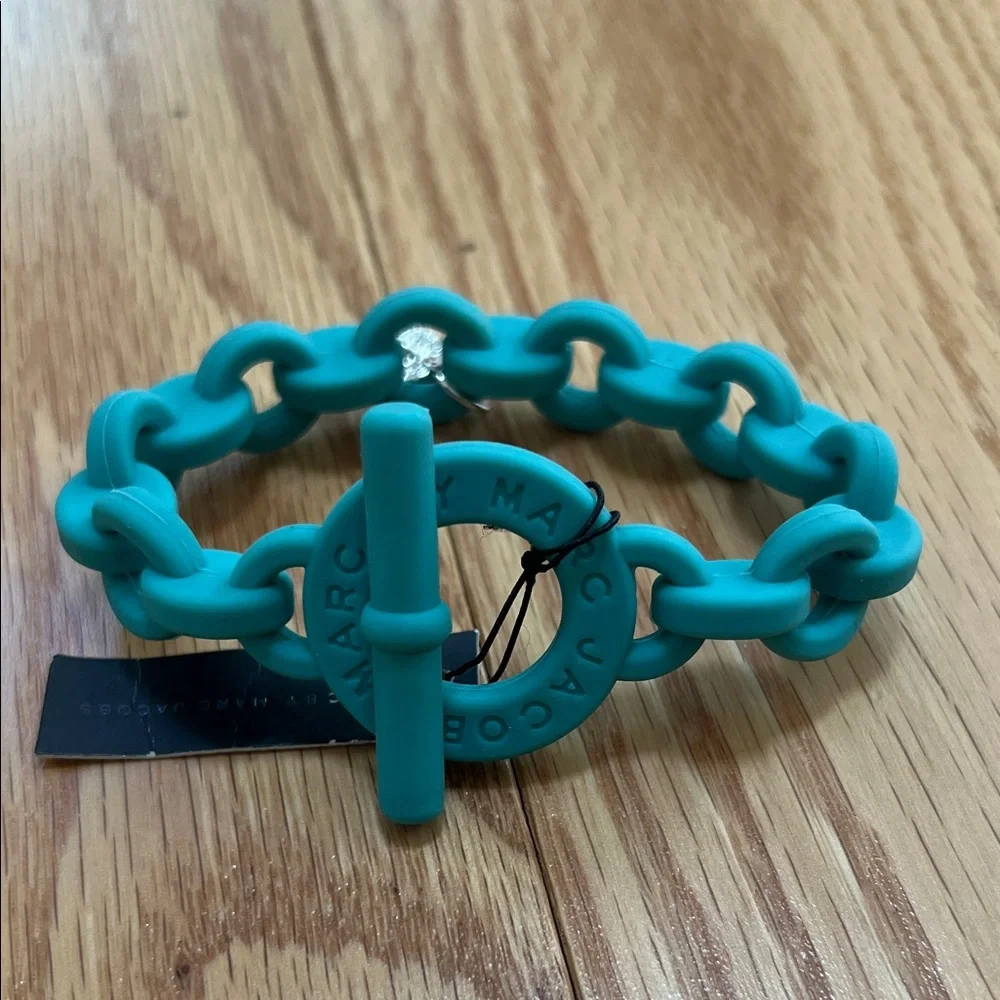 New ! Marc Jacobs aqua lagoon stretch logo Chain Bracelet. - Picture 2 of 7